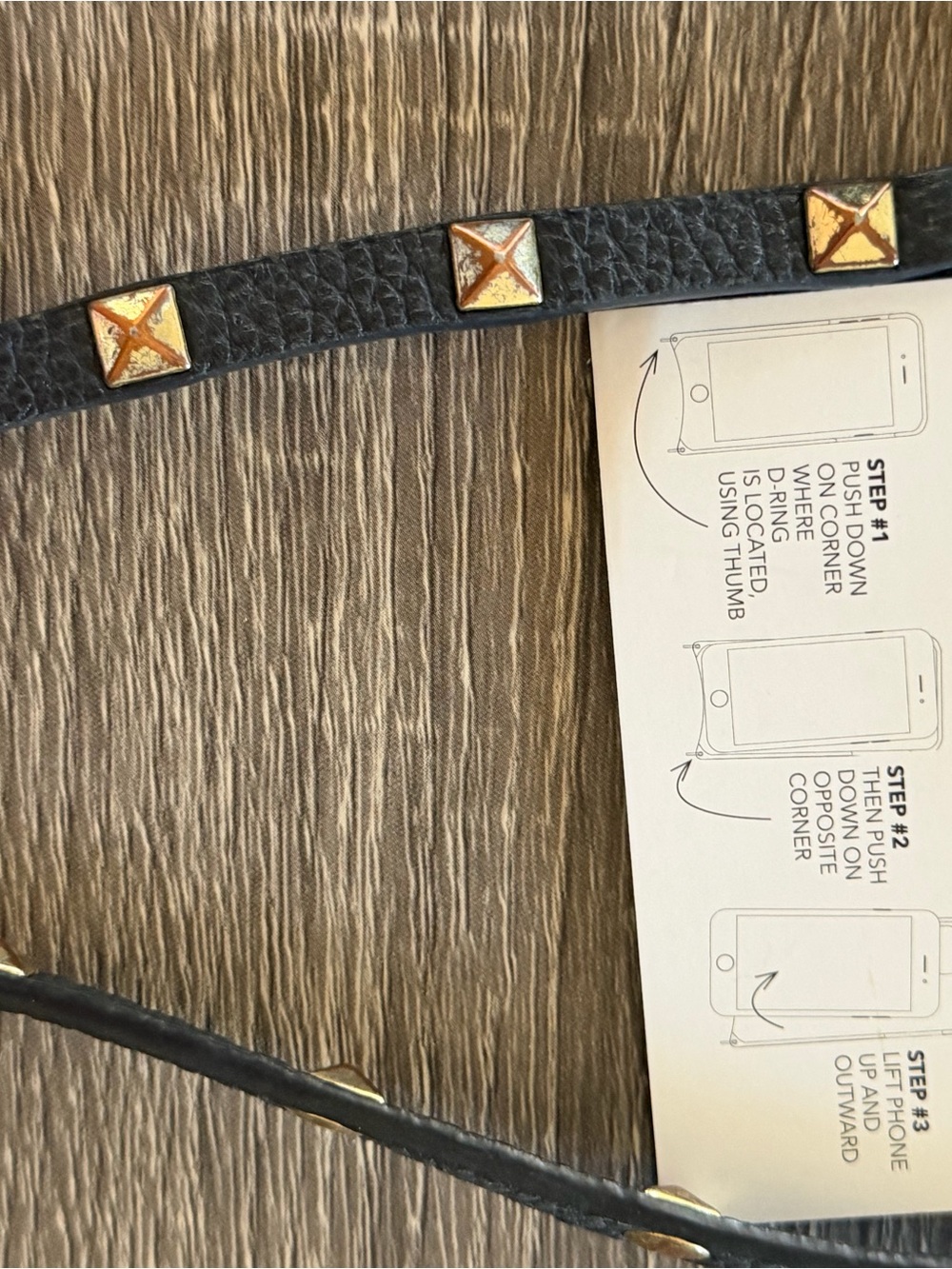 Bandolier Blk Leather iPhone 14 Pro Case with removable strap - Picture 3 of 5